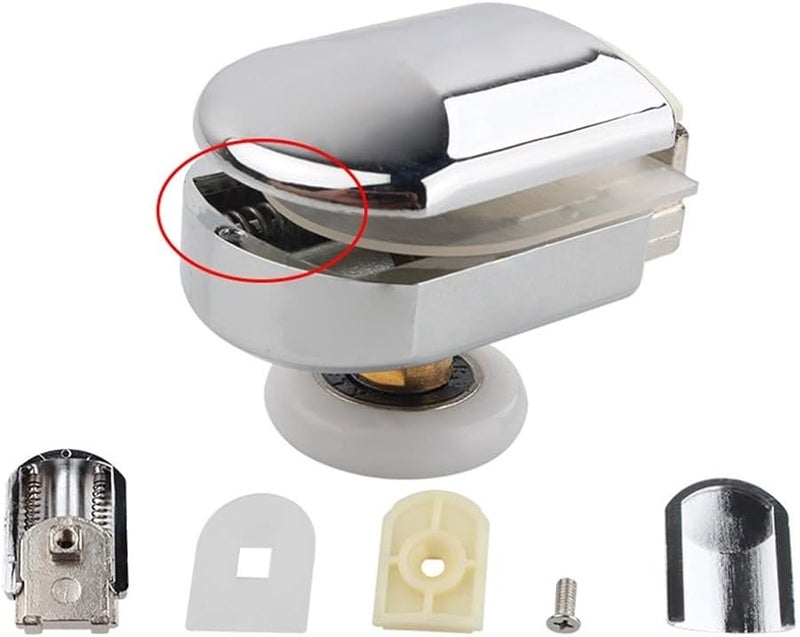 بكرات باب دش من سبائك الزنك 4 قطع عجلات نايلون 25 مم قابلة للتعديل من الأعلى محملة بنابض من الأسفل - Image 5